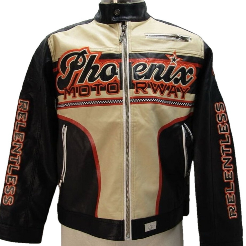 Watson Men’s “Phoenix” Moto Jacket – Cream/Black